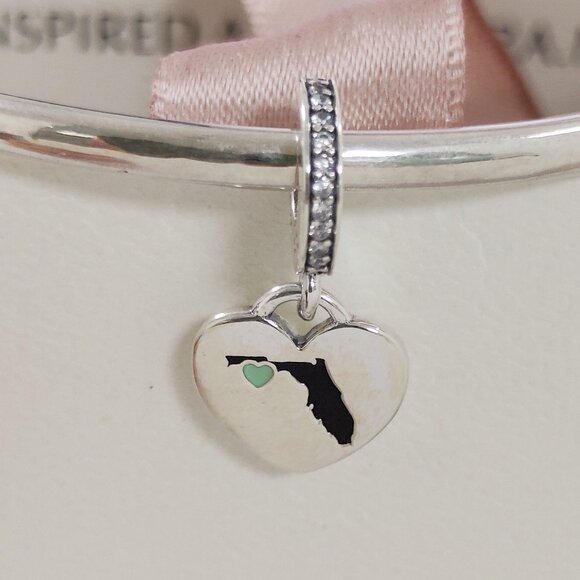 Pandora Jewelry - Pandora Florida Map Exclusive Heart Bead Charm S925 Silver Pendant with box